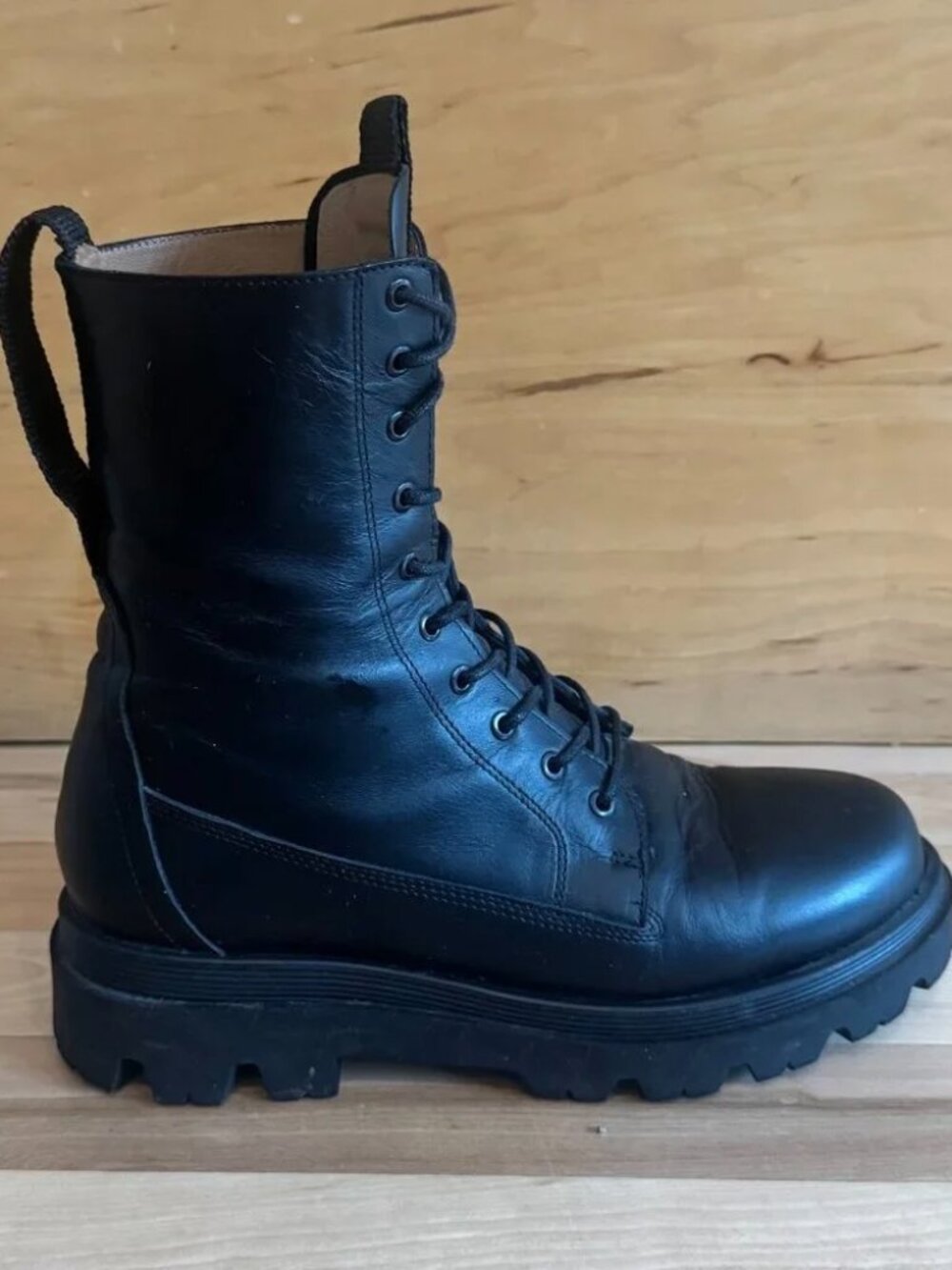 Flattered Black Leather Combat Boots - EU 37 - Picture 7 of 10